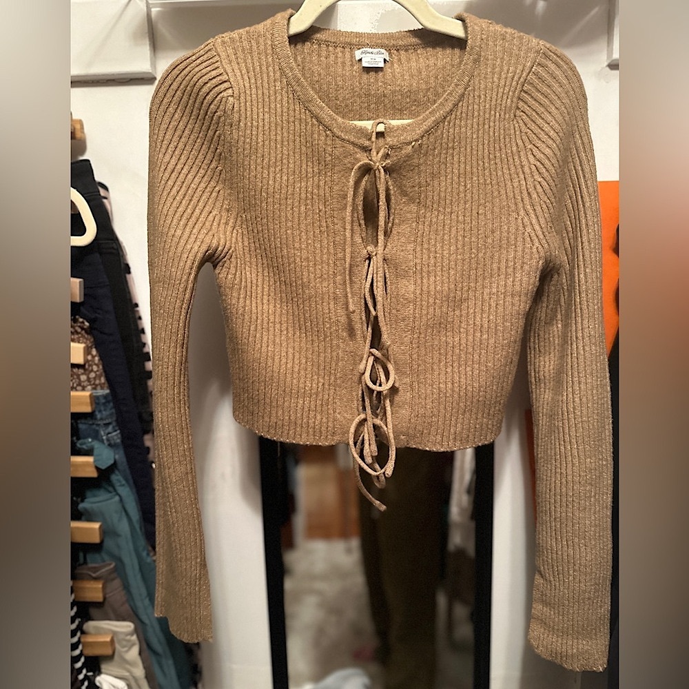 Kimchi Blue Tan Ribbed Cardigan